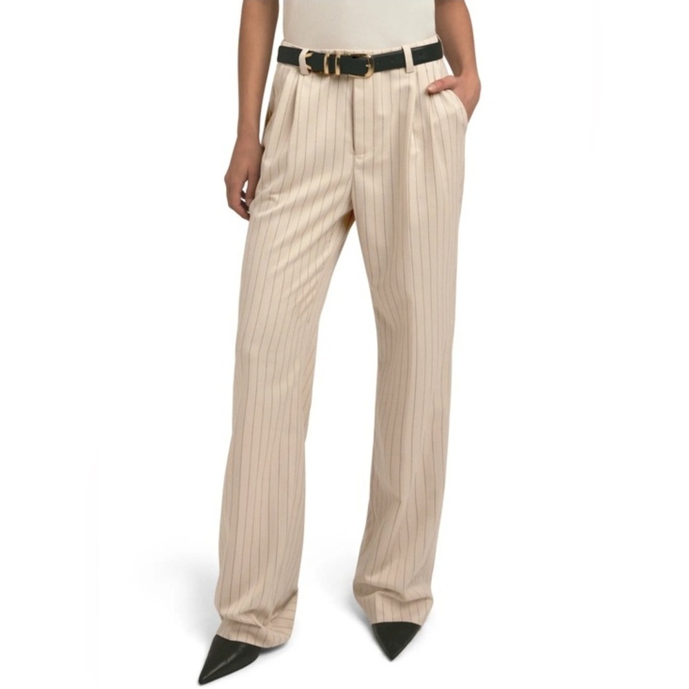 Favorite Daughter The Low Favorite Pant 18 Warm Sand Pinstripe Wide Leg NWT